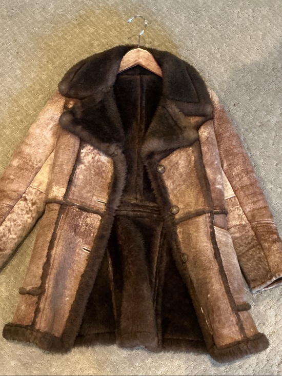 Carlan Jackets & Blazers - Vintage Brown real leather Shearling Coat with Fur Trim - Women's Jacket